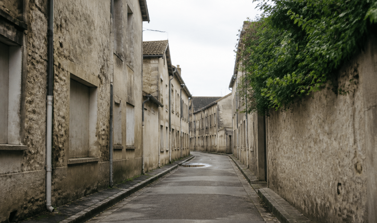rue herblay-sur-seine avec batiments degrades et peu frequentes