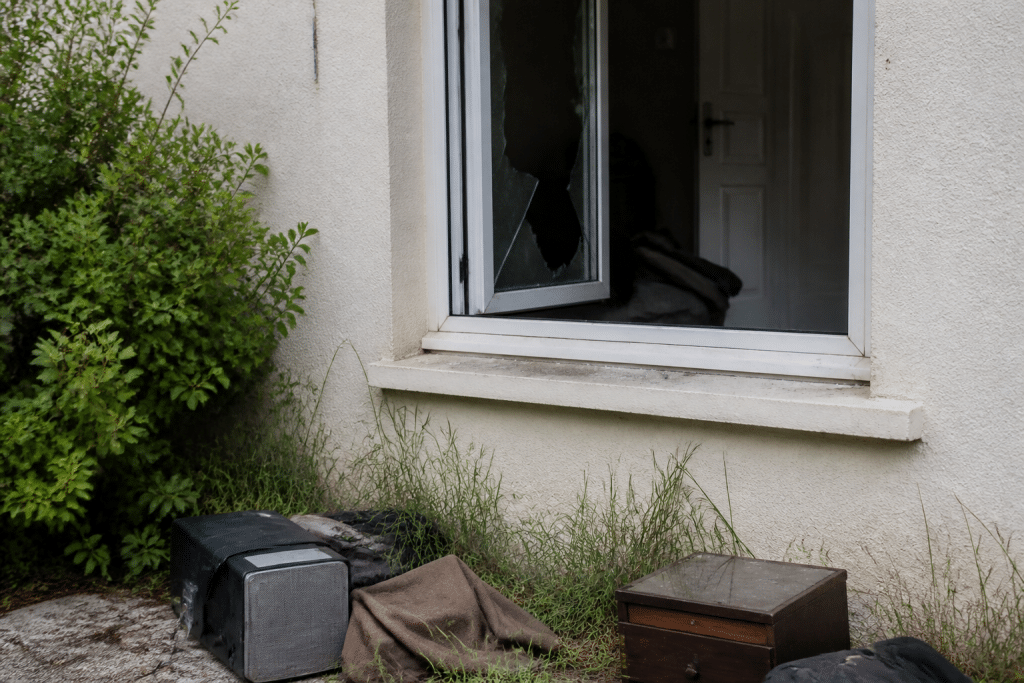 Maison individuelle avec fenetre forcee et objets voles