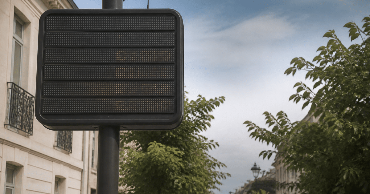 Panneau indicateur affichant population totale Le Bouscat en chiffres noirs