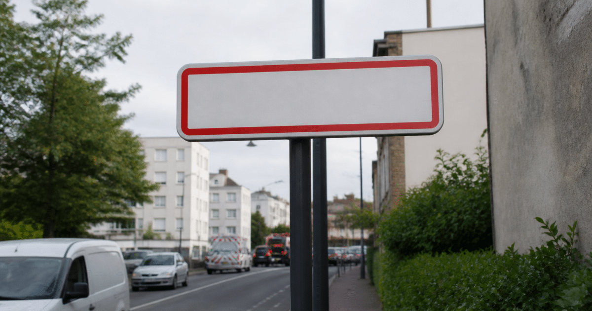 Panneau routier indiquant la population totale de Noisy-le-Sec